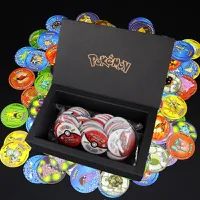 [Taxa Inclusa] Coleçao Caixa 160 tazos Pokemon Anime , 3D, Round, Trainer, Pikachu, Eevee, 1 ou 2 Geração, Álbum de Traços, Presente, AliExpress 26