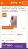 Galaxy Note 20 Ultra por 240 mil pontos Smiles