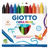 [Leve +Por- R$7 ] GIOTTO Cera Maxi Tri, Giz de Cera Maxi Triangular em Estojo, 12 Cores
