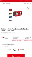 Caixinha De Som Para Computador Notebook Exbom 2.0 5w Cs-32 | R$15
