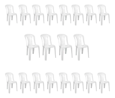 [R$ 24,95 cada] 20 Cadeiras Plástica Bistrô Reforçada Suporta Até 150 Kg