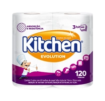  [FG / Conta Nova R$1.14] Papel Toalha Kitchen Triple Evolution - 120 Folhas 