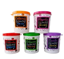 Conjunto de 5 Potes Plásticos para Condimentos 200ml
