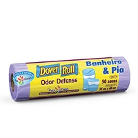 Saco para lixo Dover-Roll Odor Defense, Banheiro & Pia, Lilás, Pure Fresh, rolo com 50 sacos