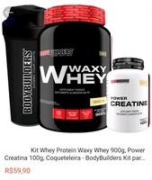 Kit whey protein whaxy whey 900gr + creatina + coqueteleira 