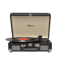 Vitrola Raveo Sonetto Chrome Black, USB, Bluetooth, Gravador, Bivolt, Preta