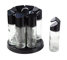 PORTA CONDIMENTOS EM PLASTICO 8 PCS PRETO