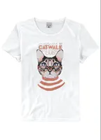 Blusa Branca Estampada em Meia Malha | R$37