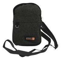 Bolsa Transversal Unissex Cinza com Alça Preta