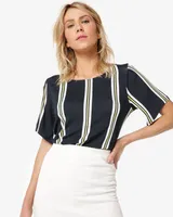 Blusa Ampla Listras - azul | R$20