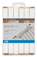 Marcador Artístico 2 Pontas, CiS, Graf Duo, 59.7500, 6 Cores, Tons Pele | R$45