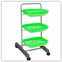 Fruteira de 3 Cestos Metaltru Cromo Verde