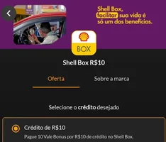 (Selecionados Perfil Vivo) Novo Crédito de R$ 10 Shell Box 