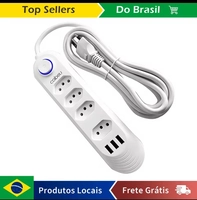 [Do Brasil/R$13,5] Extensão COIBEU 4 tomadas + 3 USB Bivolt - branco e preto