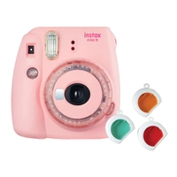 [Prime] Câmera Instantânea Fujifilm Instax Mini 9 Rosa com 3 Filtros Coloridos, R$ 279