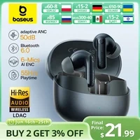 Baseus EP10 Pro ANC Fones de ouvido sem fio Bluetooth 6.0 / 50dB / 6 microfone / Hi-Res LDAC / IP55