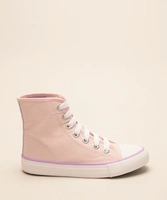 Tênis juvenil cano alto de lona rosa claro