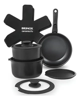 Jogo De Panelas Antiaderente Cerâmico 10 Peças Brinox Fit Cor Preto