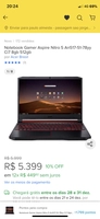 Notebook Gamer Aspire Nitro 5 An517-51-78yy Ci7 8gb 512gb - R$5399