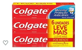 [Prime] Pack Creme Dental Colgate Máxima Proteção Anticáries 90G c/ 6 uns.