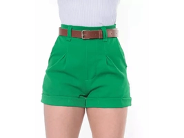 Short Alfaitaria Feminino Premium Com Cinto Acinturado Verão