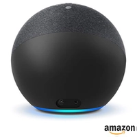 (FastPrime) Não é a Dot- Smart Speaker Echo 4º preta com alexa, Som premium dolby áudio, Hub