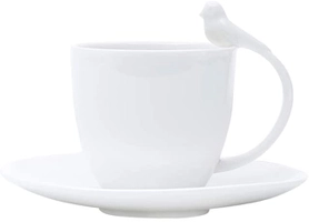 Conjunto de 6 Xícaras de Café com Pires de Porcelana Birds Rojemac Cinza 85Ml | R$233