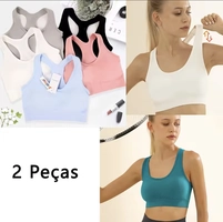 [DoBrasil/Moedas R$16] Kit 2 Tops de Academia Esportivo Feminino - P ao GG