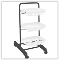 Fruteira de 3 Cestos Metaltru Preto e Branco