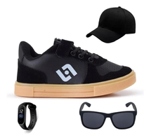 Kit Tenis Infantil Casual Street + Bone Oculos E Relogio