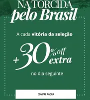 30% OFF no dia seguinte a cada vitória do Brasil na Copa
