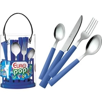 Faqueiro 24 Peças Pop com Suporte Azul - Euro Home