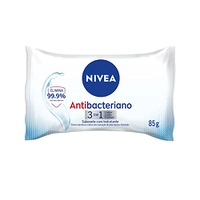 (REC) NIVEA Sabonete em Barra Antibacteriano 3 em 1 85g - Limpa, cuida e protege, pele hidrata, espuma cremosa, com óleo de amêndoas