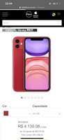 iPhone 11 Red 64gb | R$ 4.139