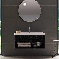 Gabinete Armario para Banheiro 100% MDF com Cuba - Zoff Preto 60cm