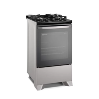 Fogão 4 bocas Electrolux Prata Efficient com Mesa de Vidro, PerfectCook e VaporBake (FE4GS)