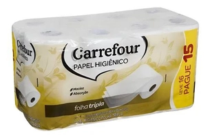Papel Higiênico Carrefour Tripla Folha 16 unidades 1 unid.