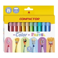 Caneta Hidrográfica Compactor Color Pastel 12 Cores
