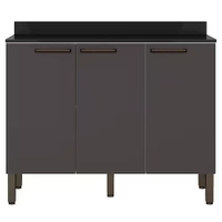 Balcão Triplo Bartira Veneza com 3 Portas e 1 Prateleira - 108,4cm de largura - Freixo/Grafite