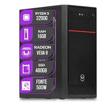 PC CPU Mancer, AMD Ryzen 3 3200G, Vega 8, 16GB De Memória Ram DDR4, SSD 480GB, Fonte 500W