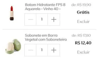 Compre qualquer produto seção Cuidados Diários e ganhe 1 Batom Aquarela