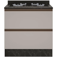 Balcão Cooktop Bartira Linea 4 Bocas 1 Gaveta com Porta Basculante Nogueira com Platinum