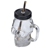 Caneca Caveira Lyor Rock com Tampa e Canudo – 450ml - R$11
