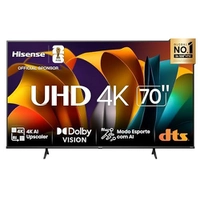 Smart TV UHD 4K DLED 70" Polegadas 70A6N com HDR10+ Dolby Vision Game Mode Controle por Voz Alexa Built-In AirPlay Hisense