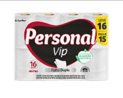 (R$ 1,07 ROLO / LEVE 2un. R$ 17,15 CADA) Papel Higiênico Personal Vip 30m Folha Dupla 16 Rolos