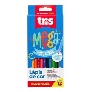(R$ 8,72 +por-) Lápis De Cor Mega Soft Color - 12 Cores - Tris