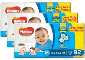[R$0,52/tira] Kit de fraldas Huggies tripla proteção - M