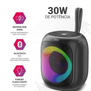 [Reembalado] Caixa de Som Speaker Philco PBS30 30W com Iluminação LED 