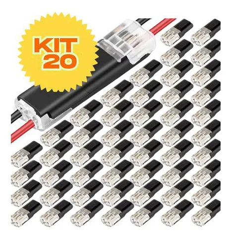 Conector Elétrico 2 Pinos Engate Rápido Preto