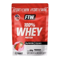 Whey Protein 100% Concentrado Refil 900g Sabor Morango - FTW